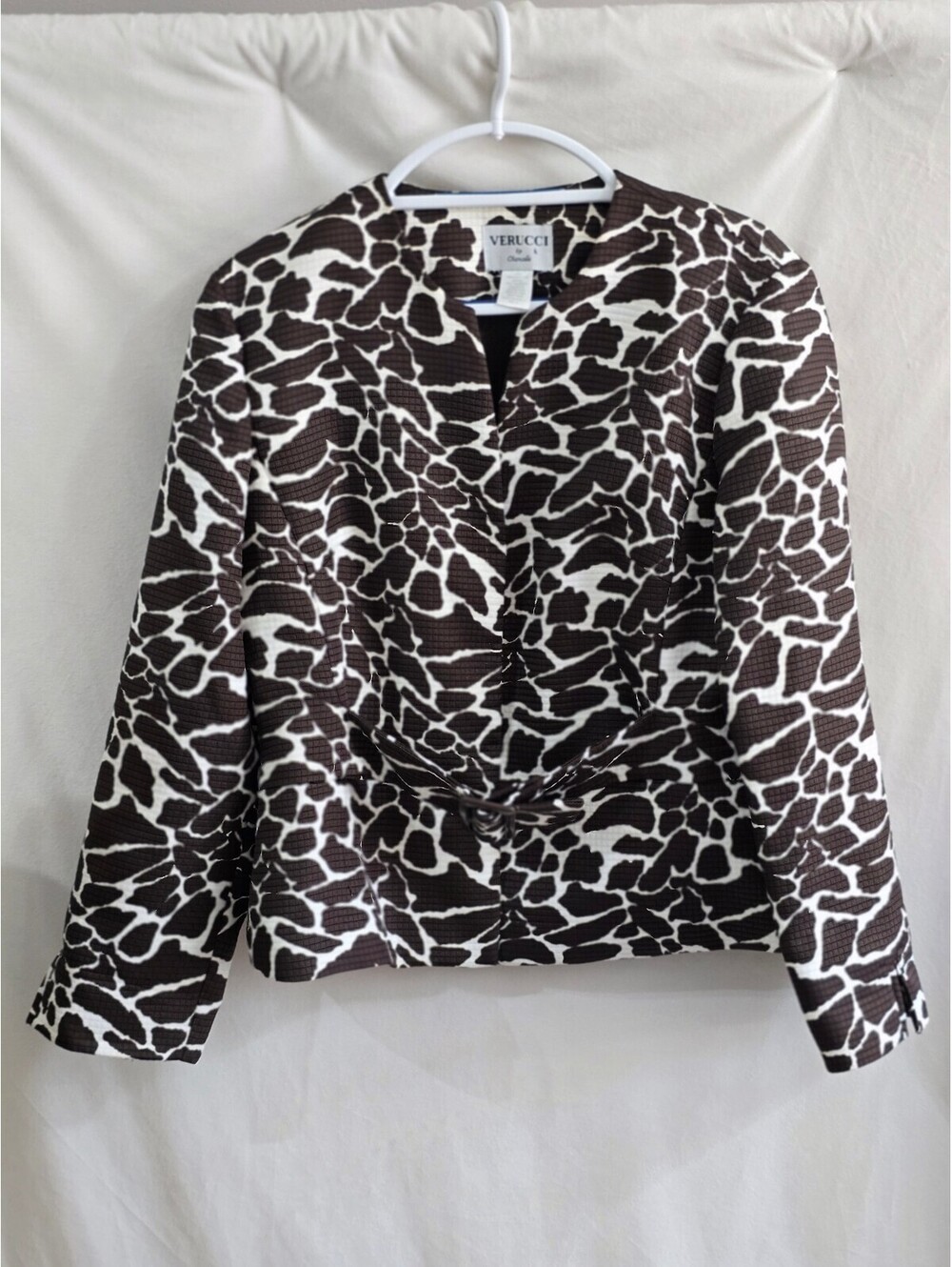 Chic Verucci by Chancelle Women's Size 14 Brown/White Animal Print Blazer Jacket